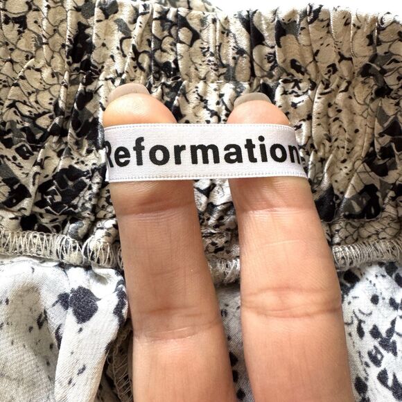 Reformation Women’s Samson 100% Silk Snakeskin Print High Waist Pants - Picture 4 of 12